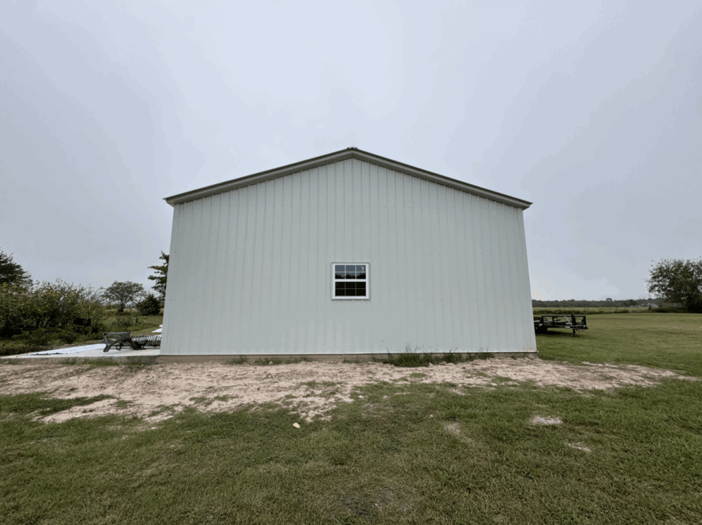 30x70 Texas White Metal Garage in Kaufman, TX.