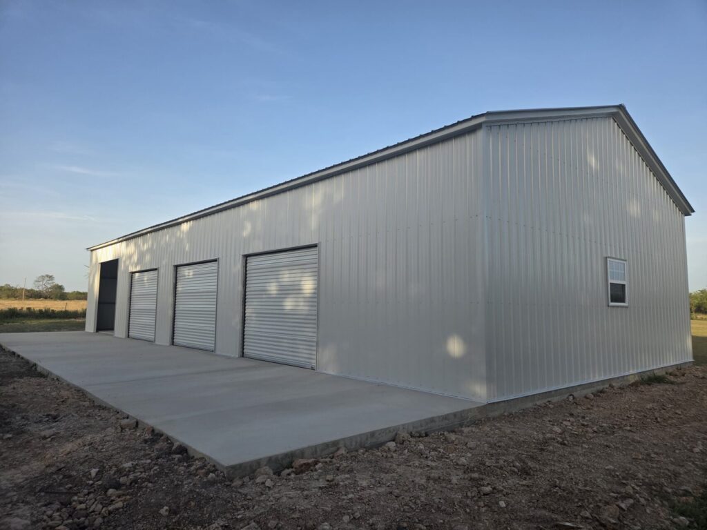 30x70 Texas White Metal Garage in Kaufman, TX.