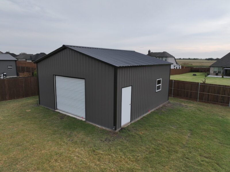 24×25 Black and Grey Tubular Metal Building in Godley, Texas 76044