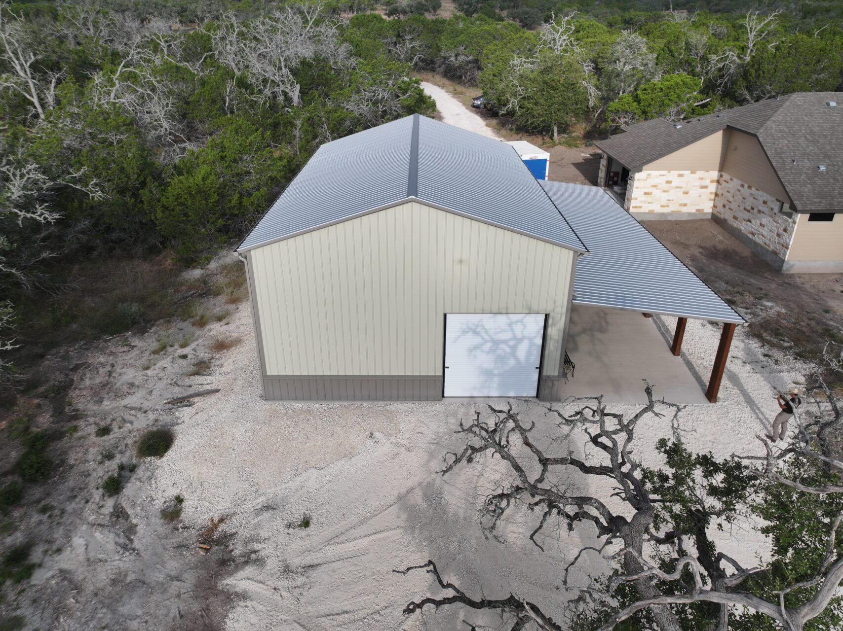 30x50 Two Car Metal Garage with Side Porch in Center Point, TX. 30x50 Two Car Metal Garage with Side Porch in Center Point, TX.