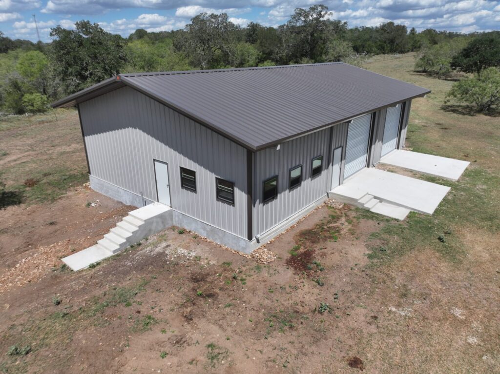 40x60 Weld Up Metal Storage with Concrete Stairs in Lockhart, TX.