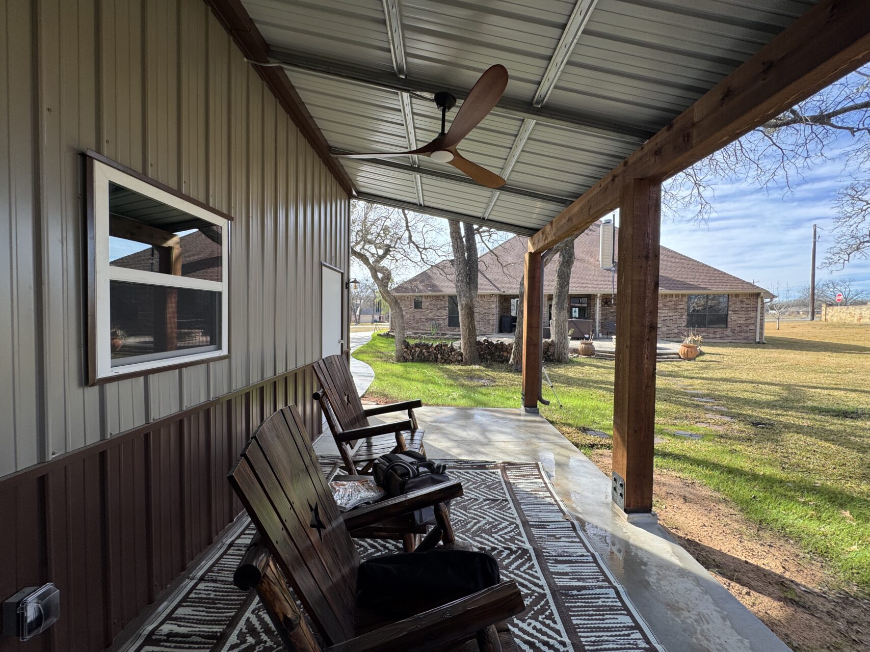 30x40 Metal Garage with Cedar Lean-to Posts in Weatherford, TX. 30x40 Metal Garage with Cedar Lean-to Posts in Weatherford, TX.