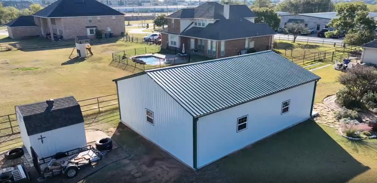 30x40 Steel Storage Garage Building in Crowley, TX. 30x40 Steel Storage Garage Building in Crowley, TX.
