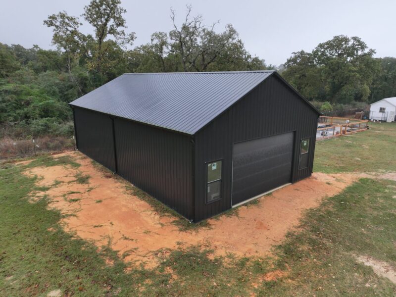 30×50 All Black Texas Man Cave Building in Flynn, Texas 77855