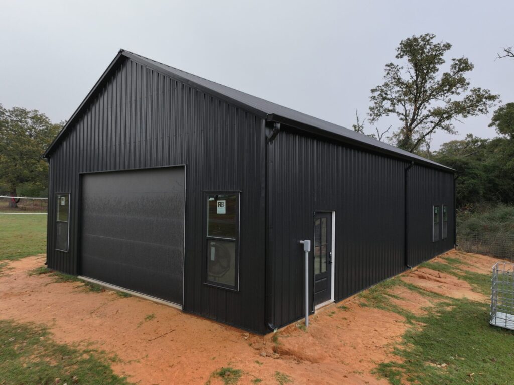 30x50 All Black Texas Man Cave Building in Flynn, TX.