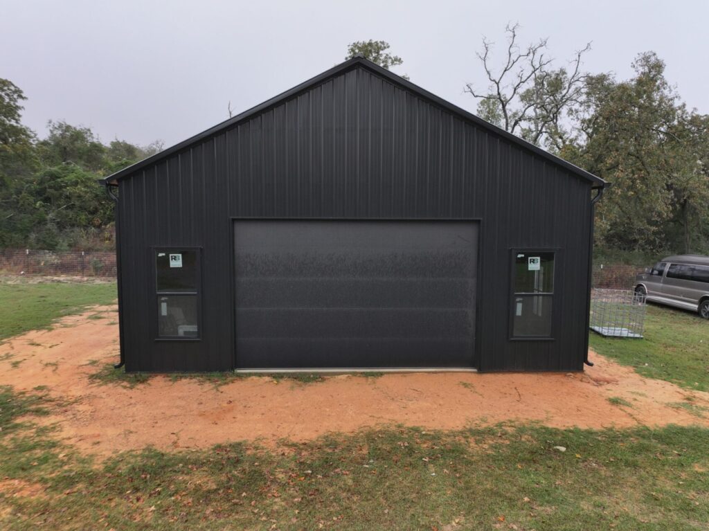 30x50 All Black Texas Man Cave Building in Flynn, TX.