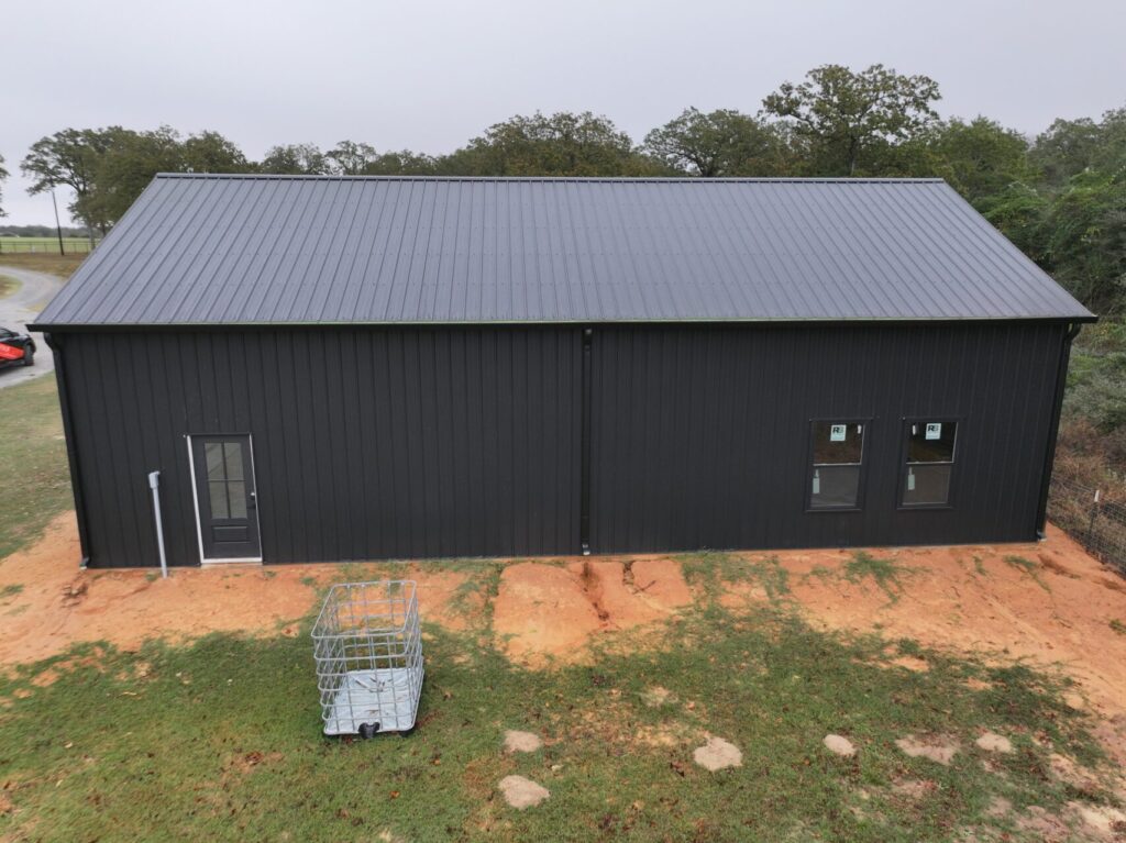 30x50 All Black Texas Man Cave Building in Flynn, TX.