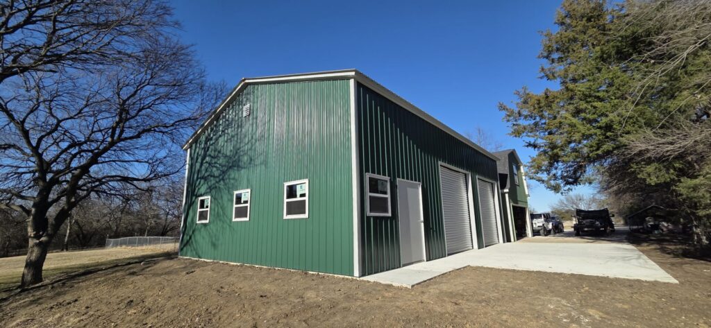 30x40 Metal Car Shop Building in Mansfield, TX.