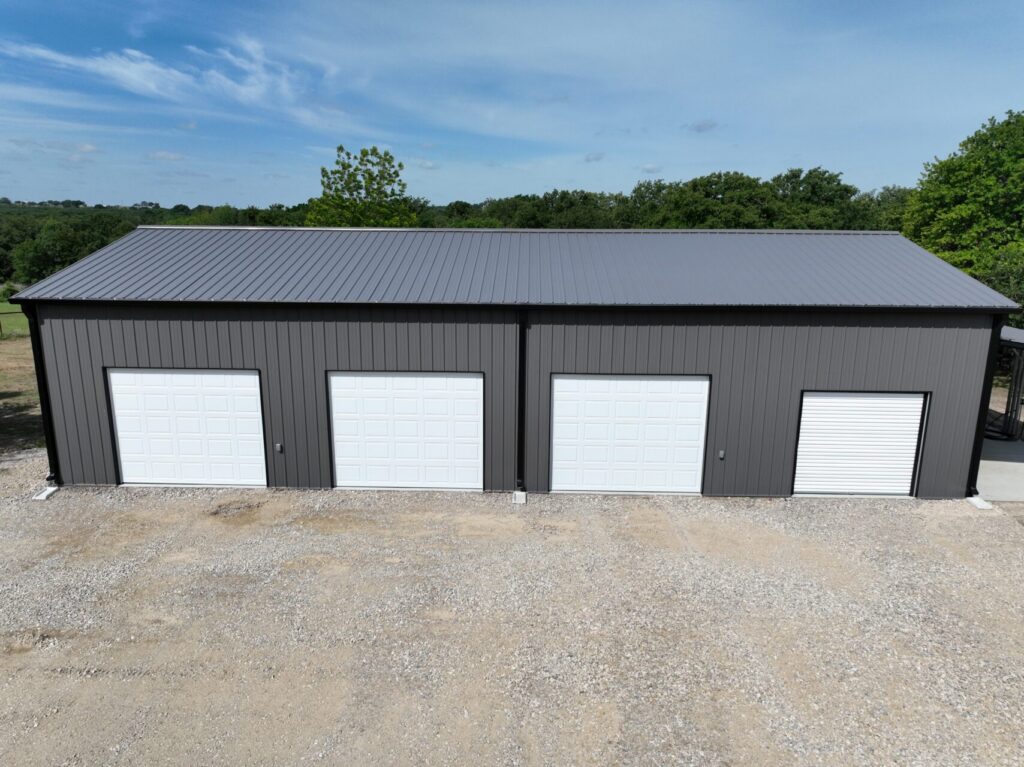 30x60 Storage Metal Building with Side Garage Doors in Weatherford, TX.