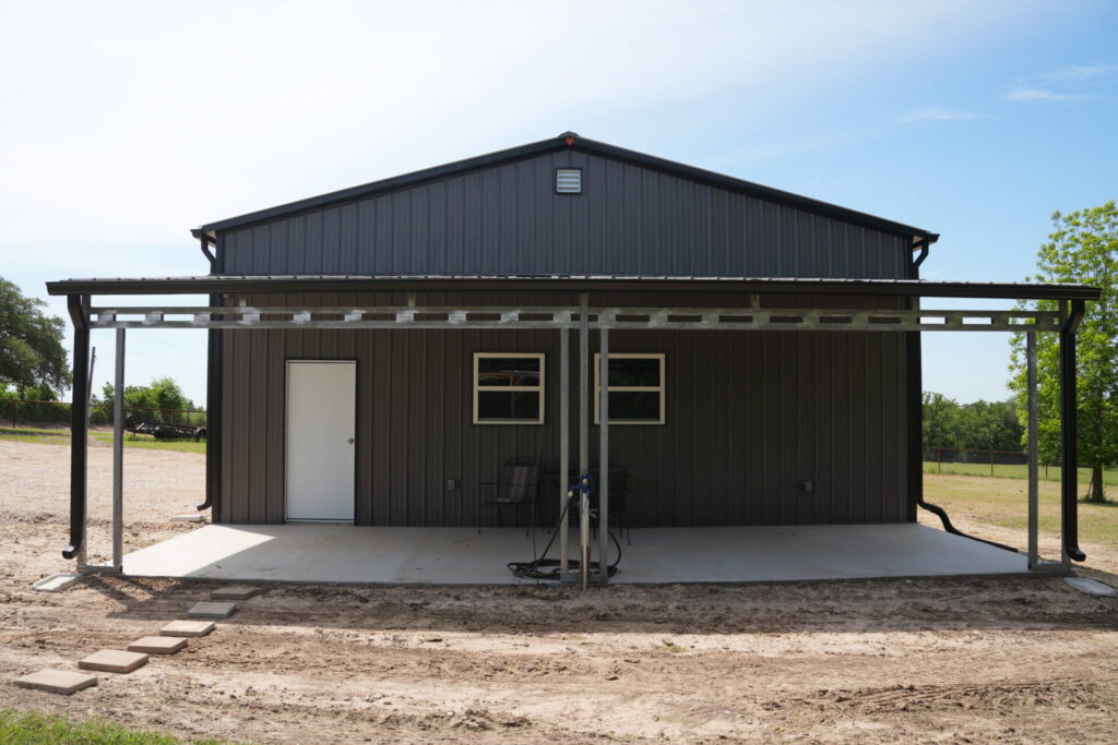 30x60 Storage Metal Building with Side Garage Doors in Weatherford, TX.