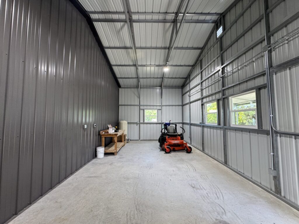 30x60 Storage Metal Building with Side Garage Doors in Weatherford, TX.