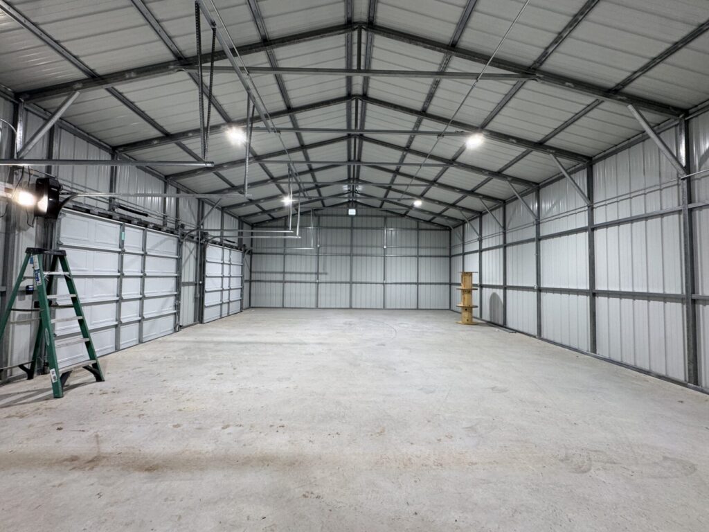 30x60 Storage Metal Building with Side Garage Doors in Weatherford, TX.