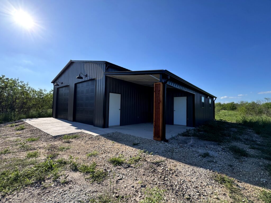 30x40 Steel Building Getaway with Porch in Pawnee, TX