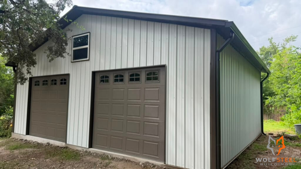 30x25 Metal Storage with Garage Doors in Fort Worth, TX.